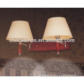 dubai lamps for hotel wall lighting with red timber base and white lamp shade for motel or holiday inn